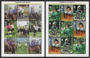 MONGOLIA 2001 CHILDREN & SPORTS GOLF CYCLING FOOTBALL SET OF 2 SHEETS MNH - Picture 1 of 1