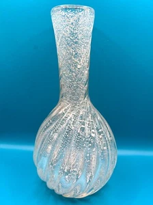 Mikasa by Kurata Handcrafted Swirl Crystal Glass White Bud Vase w/Silver Flakes - Picture 1 of 13