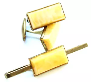 Juego de clips y gemelos de imitación ámbar vintage 14,5 gramos 波羅的海琥珀 - Imagen 1 de 4