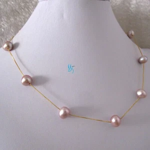 18 Zoll 8-10 mm AA Blechtasse Süßwasser Perle Halskette Silve Kette Schmuck - MEHR FARBEN - Bild 1 von 33