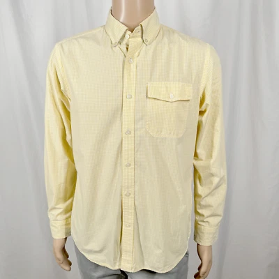 Camisa con botones Banana Republic para hombre mediana amarilla a cuadros de guinga manga larga Foto 1 de 4