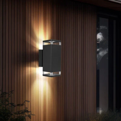 Wandleuchte Wandlampe Außenleuchte Terrassenlampe GU10 Up Down Aluminium schwarz - Bild 1 von 4