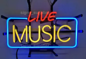 Live Music 24"x20" Neon Sign Light Lamp Beer Bar Man Cave Handmade Show Decor - Picture 1 of 1