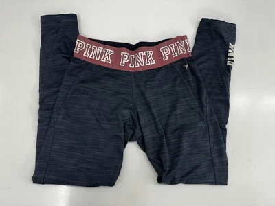 PINK Womens Leggings Size Medium Gray Fleece Lined Elastic Pink Logo Waist - Image 1 of 4