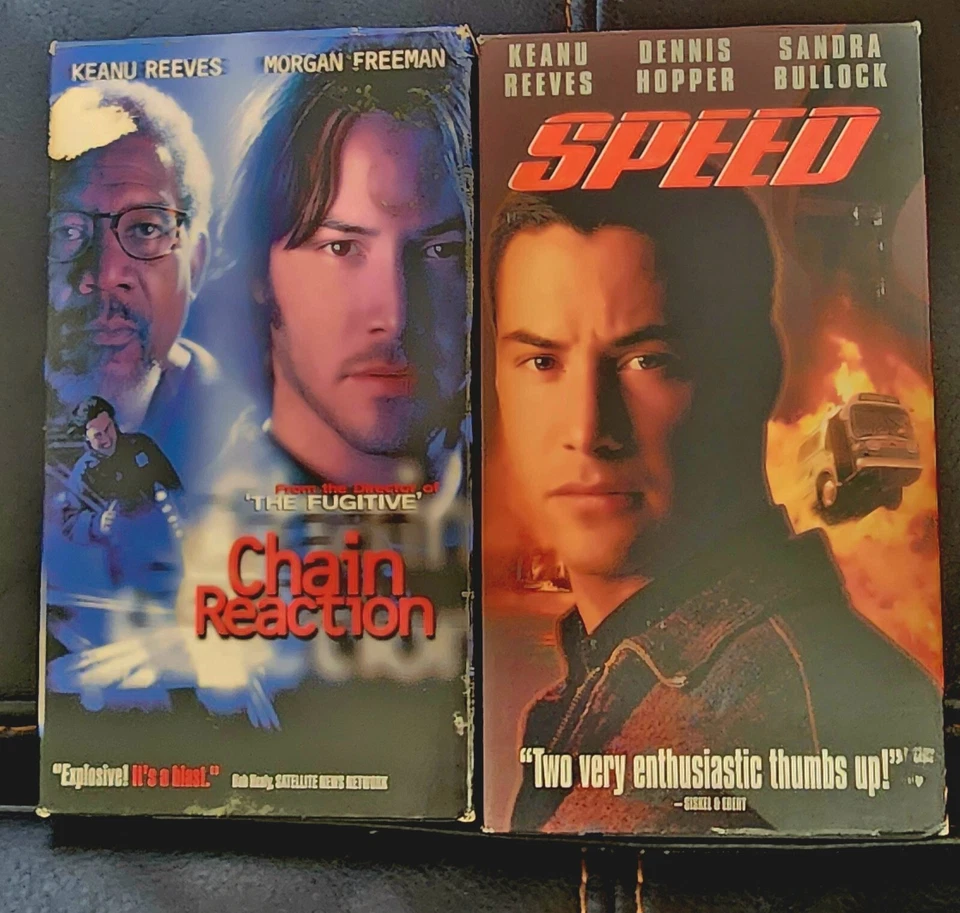 Action VHS Movies LOT Keanu Reaves  Chain Reaction (VHS, 1996)  / Speed VHS '94  - Image 1 of 4