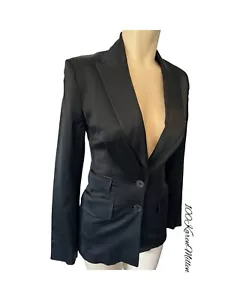 Karen Millen Vintage UK 8 10 EU36 US4 SATIN TAILORED SINGLE BREAST BLAZER BLACK - Picture 1 of 10