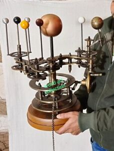 Antique Brass Orrery Solar System Sun~Earth~Moon Motion Scientific Research Mode