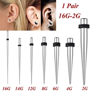 1 Pair Ear Stretchers Tapers Expanders Stainless Steel Ear Plug Gauge Piercings - Picture 1 of 16