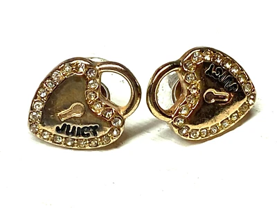Juicy Couture Gold Tone Heart Shaped Padlock Crystal Accent Says Juicy on Front - Image 1 of 4