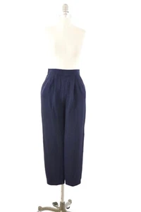 St. John Pants 2 Navy Blue Thick Knit Pleated Elastic Waist Tapered Leg Cropped - Bild 1 von 6