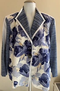 Misook Womens Blazer Floral One Button Lightweight Work Jacket Large NICE - Picture 1 of 18