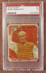 1933 Goudey #1 Benny Bengough St. Louis Browns Rookie Baseball Card PSA 1 RC