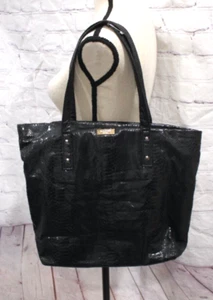 KATE SPADE Black Snakeskin Tote Bag w/Black/white Polka Dot Lining - Picture 1 of 4