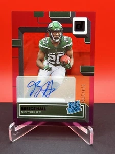 2022 Breece Hall Clearly Donruss Rated Rookie Auto Purple Prizm /175 RC Jets - Picture 1 of 2
