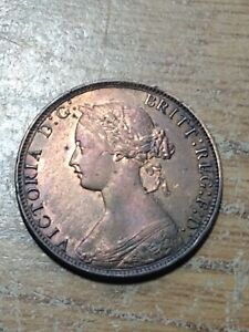 1866 uk great britain 1/2 penny unc victoria