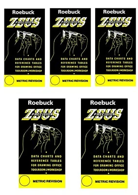 ROEBUCK / ZEUS RDGTOOLS 5 x ZEUS BOOKS CHARTS LATEST REVISION PRECISION MEASURING DATA TABLE