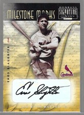 ENOS SLAUGHTER 2001 DONRUSS SIGNATURE SERIES MILESTONE MARKS AUTO #D 061/117