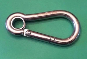 Stainless Steel 316 Spring Hook with Eyelet Carabiner 3/8" (10mm) Marine Grade - Bild 1 von 6