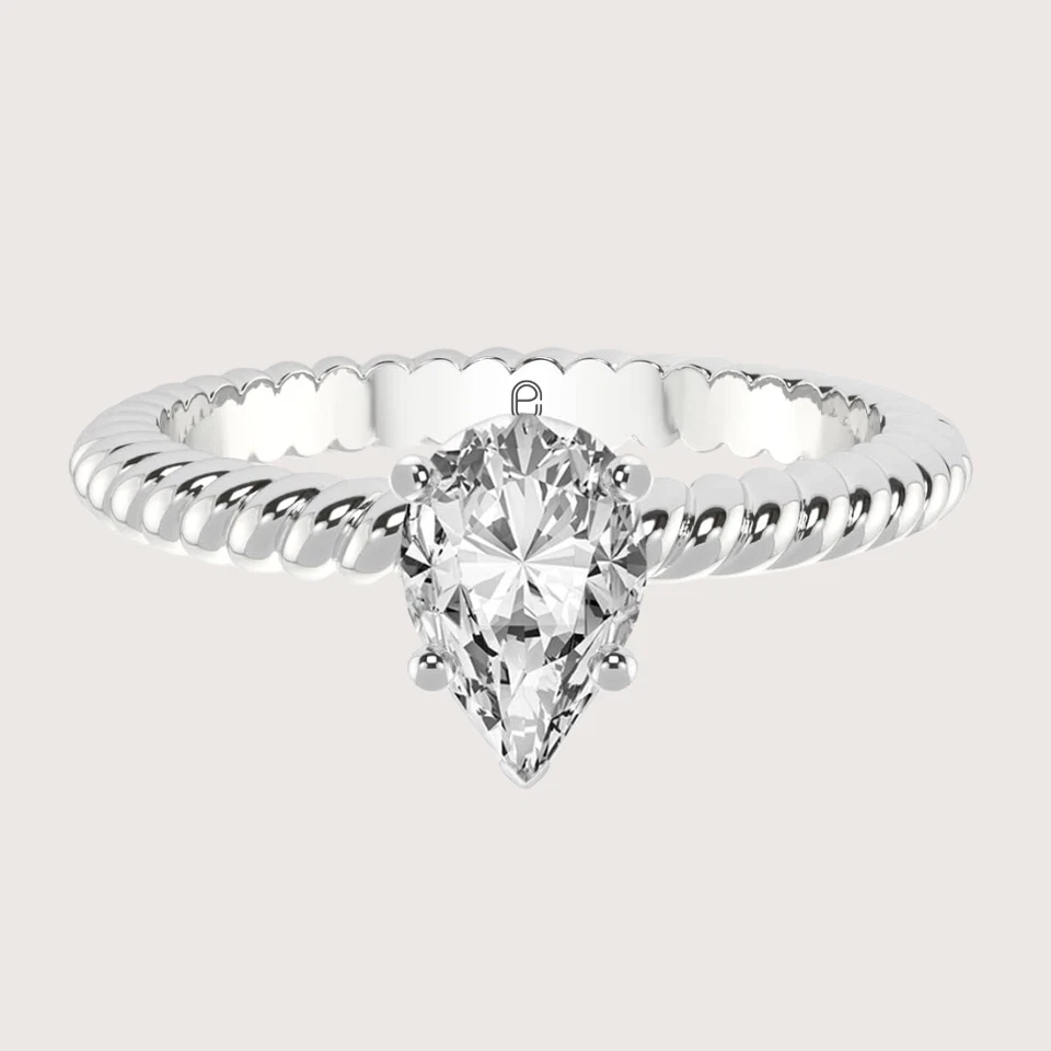 1ct IGI Pear Cut Lab Grown Diamond Women's Solitaire Ring 14k White Gold - Image 1 of 4