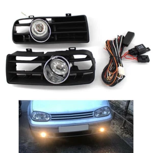 Front Bumper Grill Clear Fog Light Lamp Grille Replace Fit for VW Golf MK4 97-03 - Picture 1 of 4