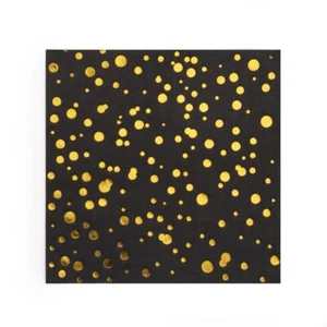 80 Pack of Black Paper Cocktail Napkins with Gold Foil Polka Dot Confetti,Pol... - Picture 1 of 6