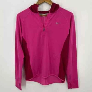 Nike Running Hoodie Women's Size M Pink 1/4 Zip Pullover Lightweight Logo Hooded - Picture 1 of 11