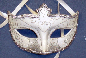 Silver Glitter Half Face Mask Venetian New Years Eve Masquerade Ball Face Party  - Picture 1 of 1