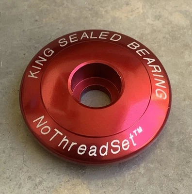 CHRIS KING Top Cap RED for 1 1/8” NoThreadSet Headset NOS Made in USA - Image 1 of 4