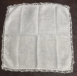 Vintage Taschentuch Taschentuch breit weiß Häkelbordüre - Bild 1 von 3