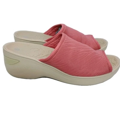 Sandalias de cuña B Zees Deluxe rosa 2,5" zapatos sin cordones punta abierta para mujer 7 EXCELENTES Foto 1 de 4