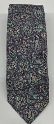Polo Ralph Lauren Neck Tie Purple Paisley Teardrop Silk Italy NWT Vintage - Image 1 of 4