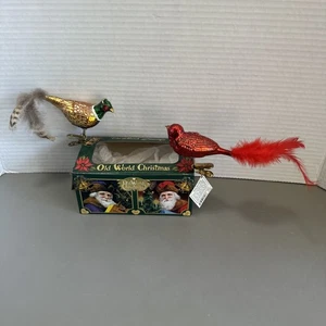 Old World Christmas Glass Blown Ornament, Pheasant & Red Bird With Box - Picture 1 of 7