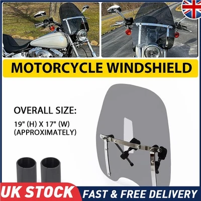 Motorcycle Windscreen Windshield Wind Screen Deflector Bike Smoke Universal 1x - Image 1 of 4