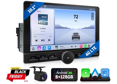 10.1" Double DIN 8+128 Android Head Units Wireless CarPlay GPS 4G LTE Multimedia - image 1 of 4