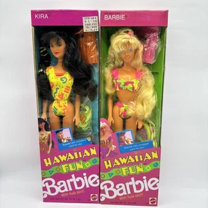 LOT OF 2 VTG HAWAIIAN FUN BARBIE & KIRA w/ Bracelet 1990 #5943 #5940 - brand new - Picture 1 of 15