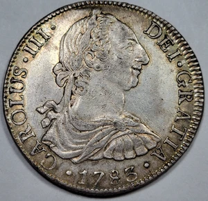 1783 Mexico 8 Reales Carolus III Lovely AU Better Grade Light Wipe OBV *K131 - Picture 1 of 4