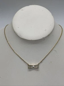 Kate Spade “Ready Set Bow” Pavé Mini Gold Toned Pendant Necklace - Picture 1 of 6