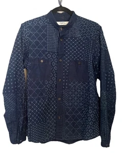 FDMTL (Tokyo, Japan) Men's Patchwork Long-Sleeve Shirt~Indigo~Size 2 (US Medium) - Picture 1 of 11