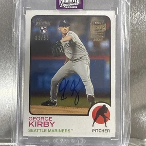 2025 Topps Archives George Kirby On Card Auto /50 2022 Heritage RC Mariners - Picture 1 of 2