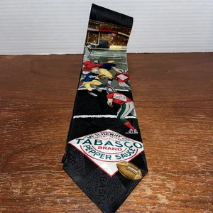 Tabasco Football Necktie Men's Tie Hot Sauce All Over Print Peppers - Good - Picture 1 of 8