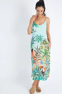 RUBY YAYA Toco Maxi Dress blue tropical summer size 3XL au 20 NWT $149 - Picture 1 of 12