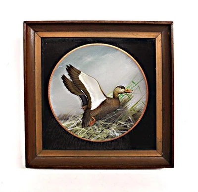 Joseph Quinn Whipple Shadow Box Duck in Flight Diorama Original Signed 8"x 8" - Image 1 of 4