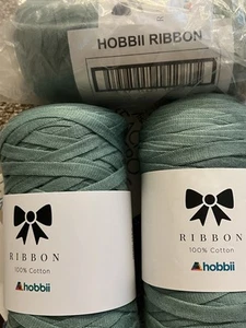 Hobbii Ribbon Color 51 Dusty Mint 100% Cotton Yarn jsuey123 Lot 3 - Picture 1 of 3