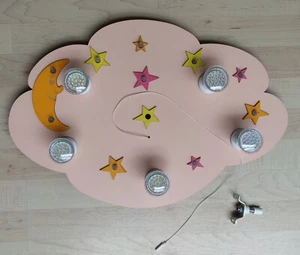 Kinder-Deckenlampe mit Nachtlicht, Wolkenform, Mond und Sterne - Bild 1 von 3
