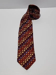 Pietro Boldoni Brown Colour Check Silk Neck Tie Made in Italy New - Picture 1 of 6