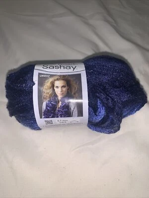 Шарф вязальный крючком Red Heart пряжа бутик Sashay Rumba 1934 синий блестящий - Изображение 1 из 2