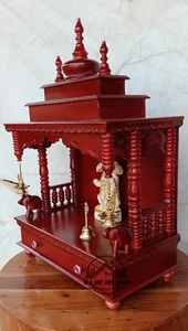 Teakholz Tempel handgefertigte Wand hängende Mandir Pooja Ghar Mandap zum Gottesdienst - Bild 1 von 7