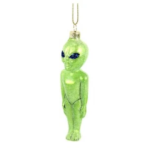 ADORNO MARCIANO 4.5" Vidrio Verde Extraterrestre Era Espacial Exterior OVNI Árbol de Navidad NUEVO - Imagen 1 de 3