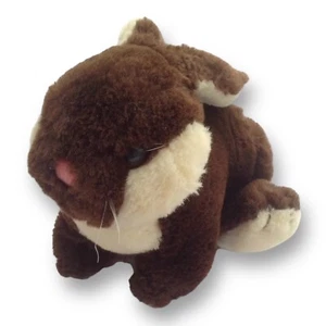 Vintage Dakin Plush Dark Brown & White Sitting Bunny Rabbit Easter Life Like - Picture 1 of 9