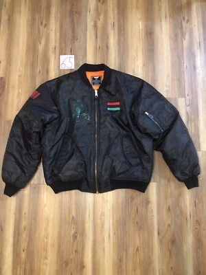 VTG Served Fresh Malcolm X Martin Luther King Mandela Black Bomber Jacket XXXL - image 1 of 4